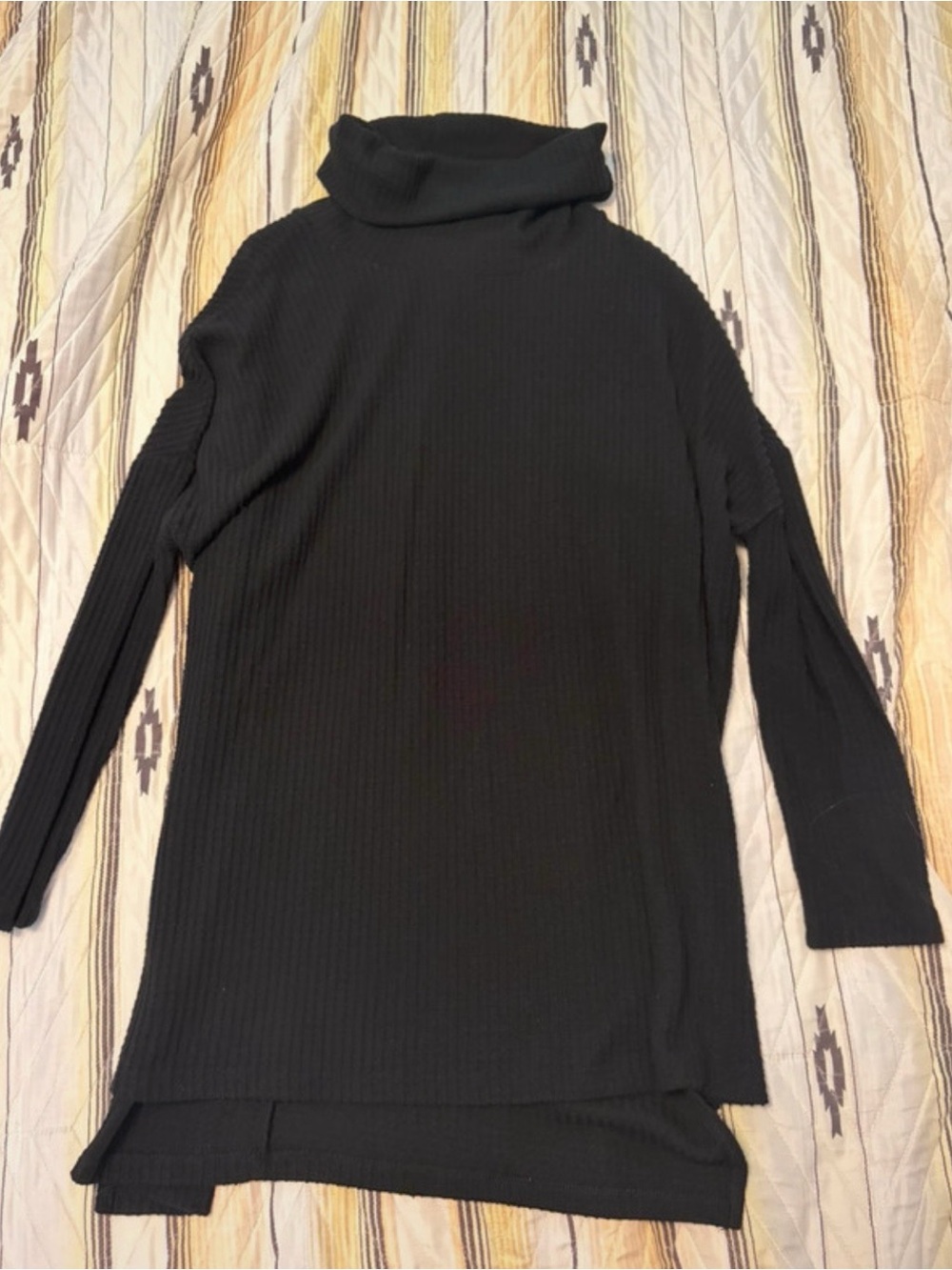 Panhandle Black Ribbed Cowl Neck Sweater Dress Size Small NWOT Western Style NFR
